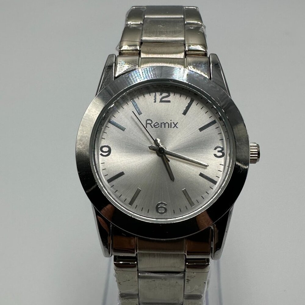 3/$30 Remix Watch Women Silver Tone Round Dial All Stainless Steel 8.25"